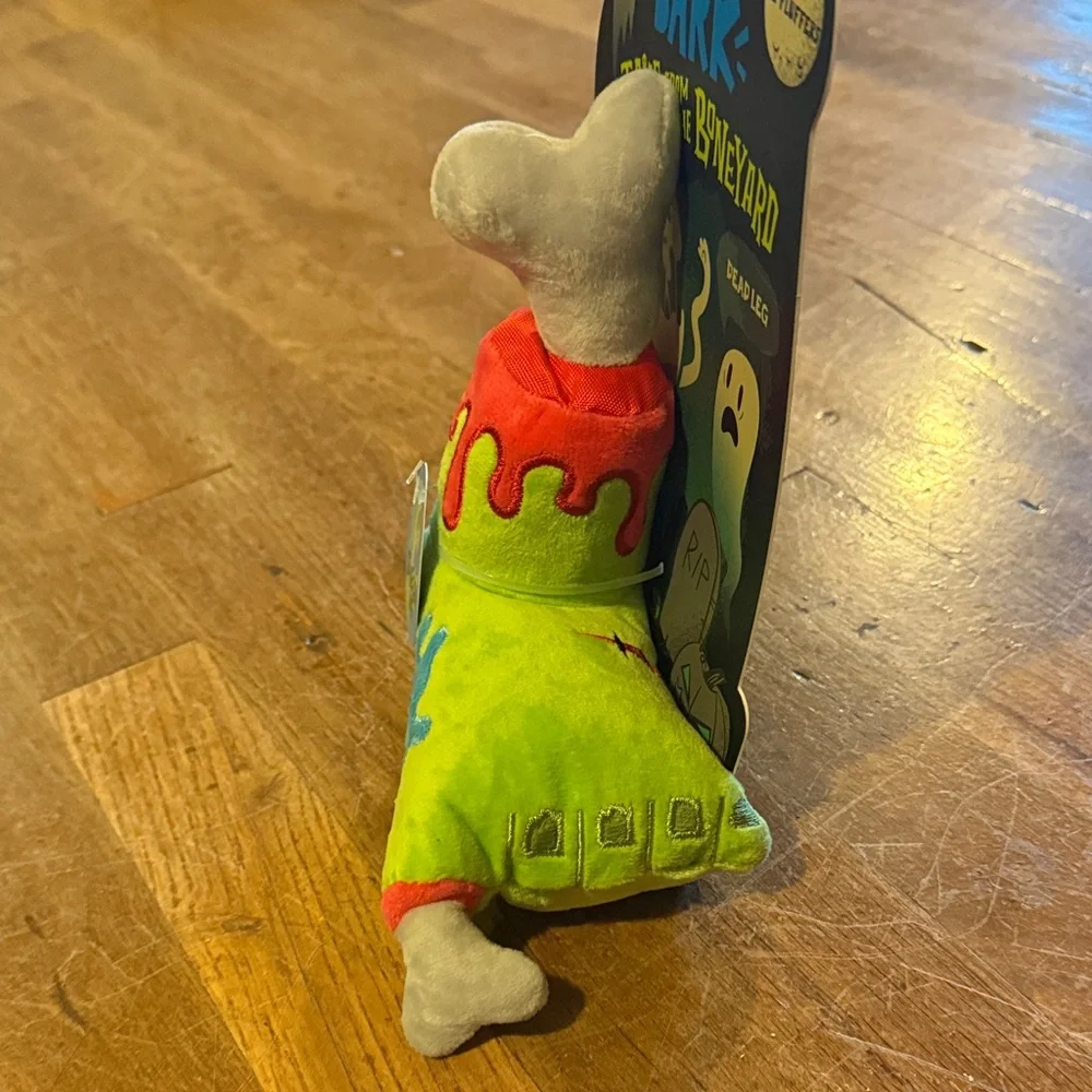 Bark Boneyard Squeaky Toy in Lime and Coral
